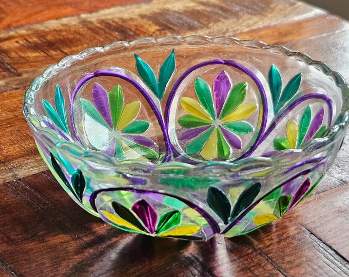 Upcycled Painted Glass Spell Bowl Trinket Holder Altar Decor