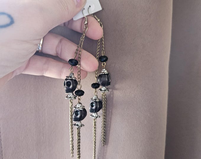 Ancestral Veil Skull Dangle Earrings – Protection & Connection