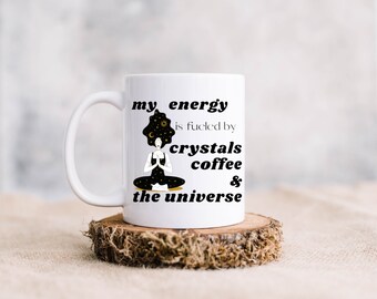 Alimenté par des cristaux et une tasse à café | Tasse de sorcière | Tasse spirituelle | Tasse d’amant de cristal | Tasse mystique
