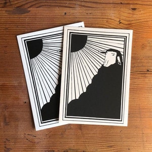 Cartolina, Cartolina linocut, Stampa digitale, Cartolina autostampata, Cartolina mistica, Cartolina estetica stampata a mano