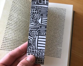 Marcapáginas linograbado hecho a mano