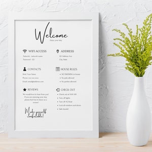 Airbnb welcome book template, airbnb welcome book, airbnb welcome template, airbnb welcome sign, house rules, airbnb signs, digital download