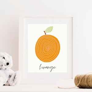 Orange Fruit Nursery Art Print: Mid-Century Modern (Digital Download)