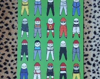 Impression d'art illustrée DEVO Outfits, affiche A3