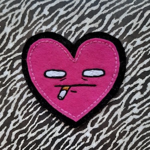 Valentine Heart Handmade Iron On Patch // Hand Sewn Embroidered Felt Patch