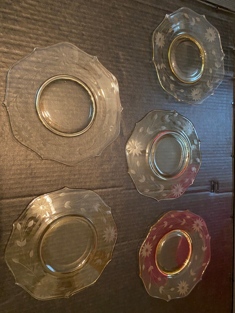Lancaster Jubilee Depression Glass Lunch Plates Set of 5 Etsy