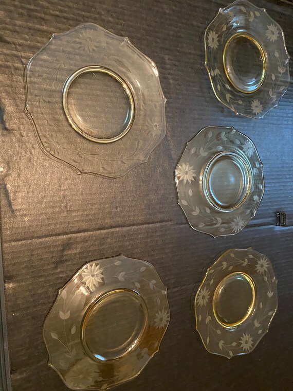 Lancaster Jubilee Depression Glass Lunch Plates Set of 5 Etsy