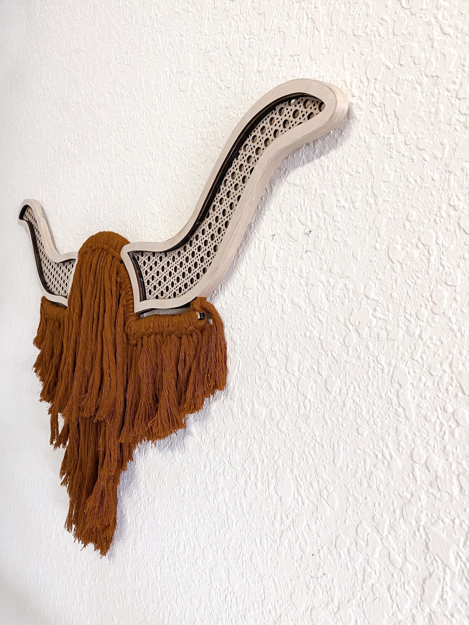 Highland Cow Macrame Rattan Wall Hanging Etsy