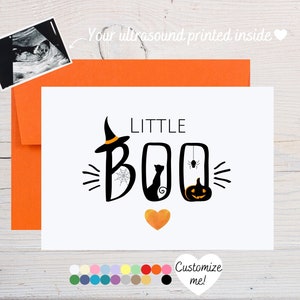 Pregnancy Announcement Card For Halloween | Baby Reveal Card For Fall | Little Boo Brewing | Card For Grandparents To Be, Family & Friends