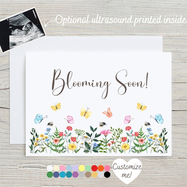 Spring Pregnancy Announcement Card | Baby Reveal Card For Easter | Blooming Soon! | Personalized Card For March April May Announcements