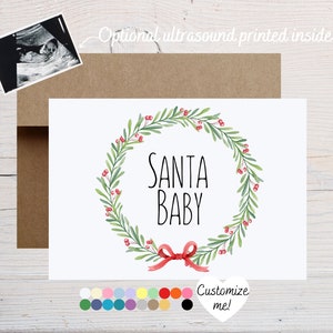 Christmas Pregnancy Announcement Card | Baby Reveal Card | Santa Baby | Personalized Holiday Card