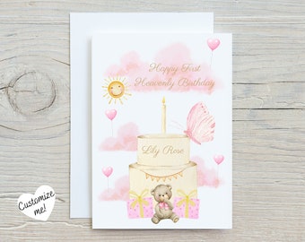 Heavenly Birthday Card | Baby Birthday Card | Stillborn Birthday Remembrance | Child Loss Card | More Styles & Colors