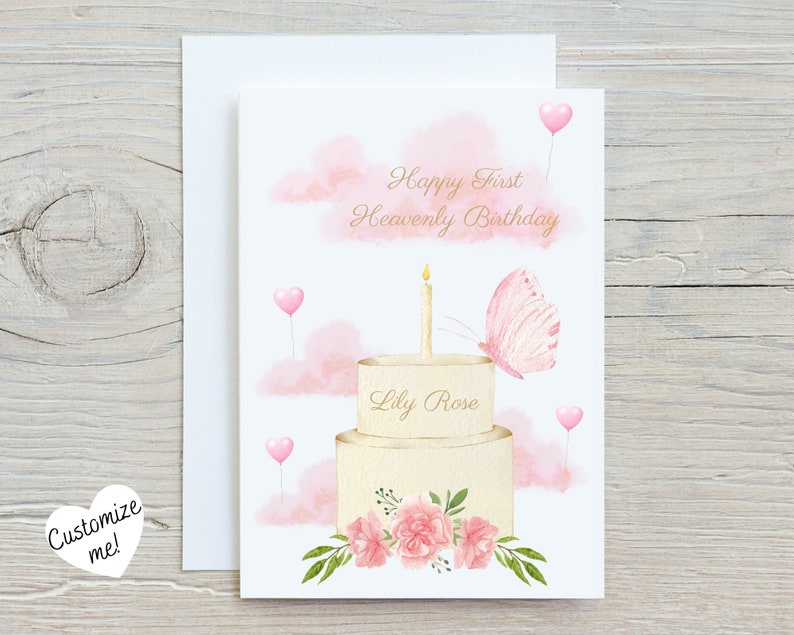 Heavenly Birthday Card Angel Baby Card Stillborn Baby Birthday Card