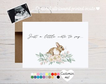 Easter Pregnancy Announcement Card | Baby Reveal Card For Spring | Just A Little Note To Say A Little Bunny Is On The Way