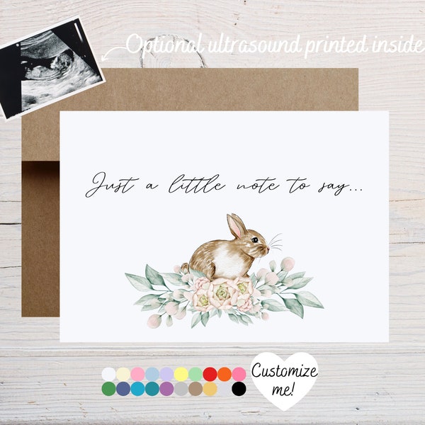 Easter Pregnancy Announcement Card | Baby Reveal Card For Spring | Just A Little Note To Say A Little Bunny Is On The Way