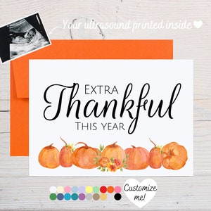 Thanksgiving Pregnancy Announcement Card | Baby Reveal Card | Fall Pregnancy Card | Extra Thankful This Year