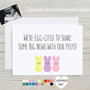 Easter Pregnancy Announcement Card | Baby Reveal Card For Spring | We&#39;re Egg-Cited To Share Some Big News With Our Peeps | Funny Card