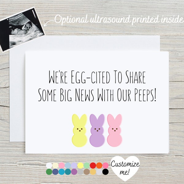 Easter Pregnancy Announcement Card | Baby Reveal Card For Spring | We're Egg-Cited To Share Some Big News With Our Peeps | Funny Card