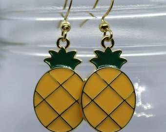 Pineapple Enamel Drop Earring