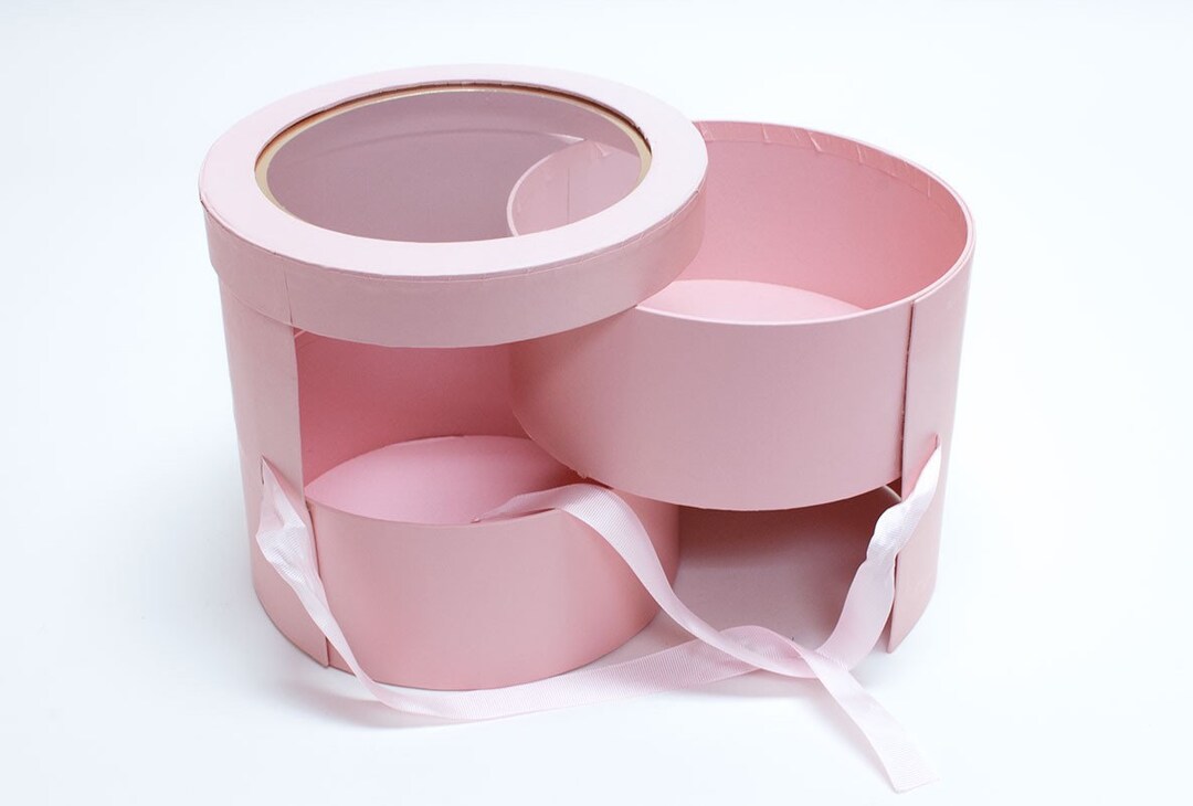 Two Tier Round Flower Box With Lid , Flower Two Tier Round Box With Lid