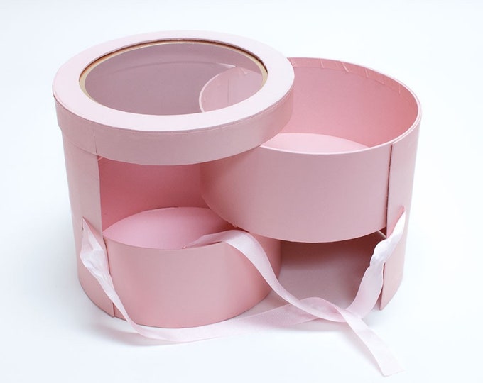Two Tier Round Flower Box With Lid , Flower Two Tier Round Box With Lid ...