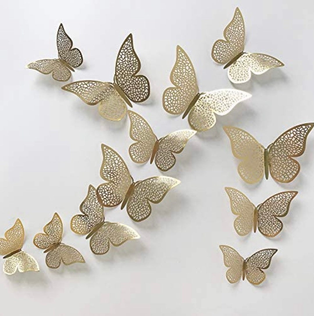 3d Gold Butterfly 96 PIECES Wall Decoration Sticker - Etsy