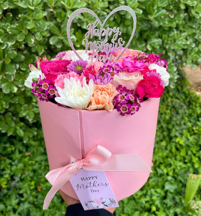 Two Tier Round Flower Box With Lid Flower Two Tier Round Box Etsy