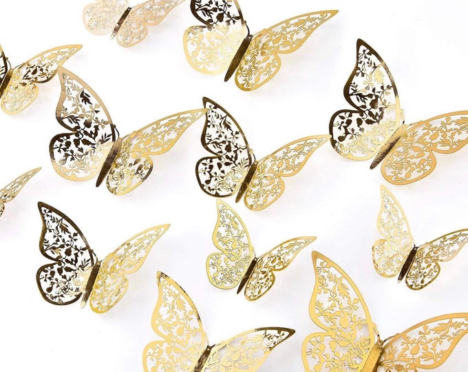 3D Gold Butterfly 24 PIECES Wall Decor 3 Different - Etsy