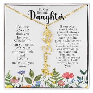 Personalized Birthflower Daughter Necklace in Gold - Custom Name Gift