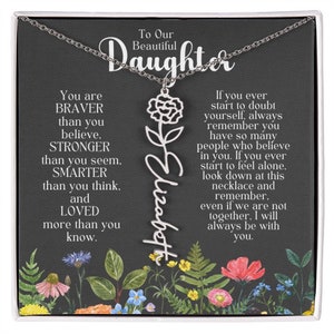Personalized Birthflower Daughter Necklace in Silver - Custom Name Gift