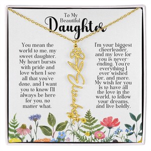 Personalized Birthflower Daughter Necklace in Gold - Custom Name Gift
