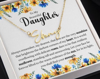 Custom Name Necklace for Beautiful Daughter, Personalized Signature Name Jewelry, Unique and Meaningful Gift, Gold or Silver