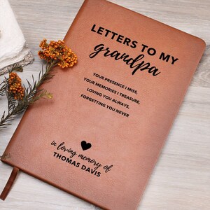 Pérdida del diario conmemorativo personalizado del abuelo, cuaderno de duelo del abuelo, regalo de simpatía de cuero, ángel guardián