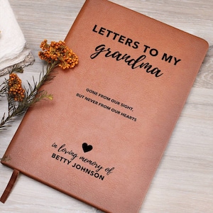 Pérdida de la abuela Diario conmemorativo personalizado, Cuaderno de duelo de la abuela, Regalo de simpatía de cuero, Ángel guardián