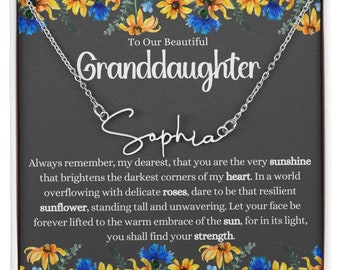Custom Name Necklace for Granddaughter, Personalized Signature Name Jewelry, Unique and Meaningful Gift, Gold or Silver