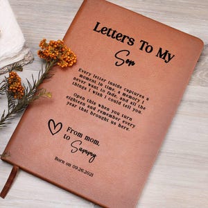 Personalized Letters To My Son Journal - Birth to 18th Birthday Memory Book