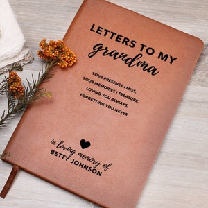 Loss of Grandmother Custom Memorial Journal, Grandma Grief Notebook, Leather Sympathy Gift, Guardian Angel