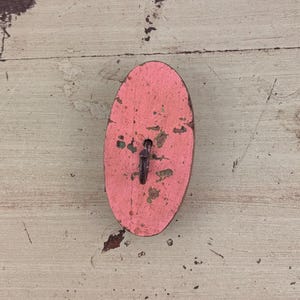 Single Painted Oval Hook - Reclaimed Vintage Teak - Small Bright Pink