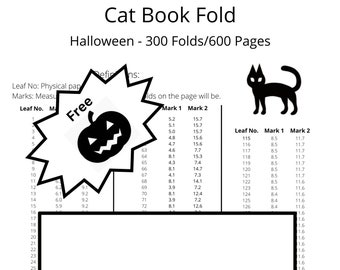 314. Cat Book Fold - Halloween - 300 Folds - Free Pumpkin Fold! - Pattern Only