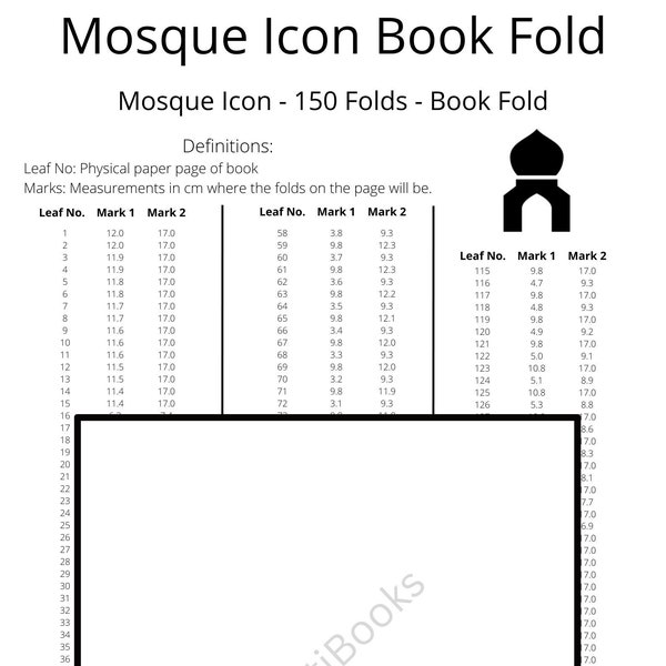 230. Mosque Book Fold - Decoration - 150 Folds - Pattern Only - Islam - Religion - Architecture - Muslim
