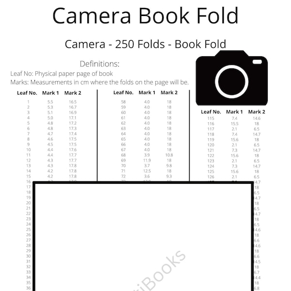251. Camera Book Fold - Decoration - 250 Folds - Pattern Only - Photography - Photographer - Photo