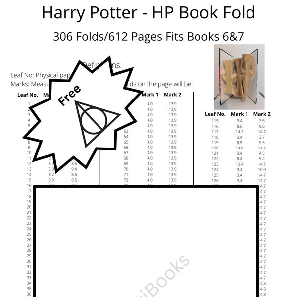 1. "HP" Book Fold Pattern - Harry Potter - 6 Sizes + 6 Free Deathly Hallow Symbol Patterns - 12 Patterns