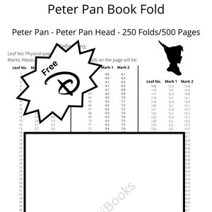 36. Peter Pan Head - Peter Pan Book Fold - Disney - 250 Folds - Free Disney D - Pattern Only - Free Instructions