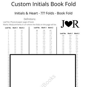 305. Custom Initials & Heart Book Fold - Personalised - ??? Folds - Pattern Only - Wedding - 1st Anniversary - Birthday - Free Instructions