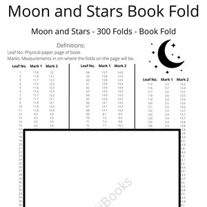 190. Moon & Stars Book Fold - Nature - 300 Folds - Pattern Only - Space - Zodiac - Free Instructions