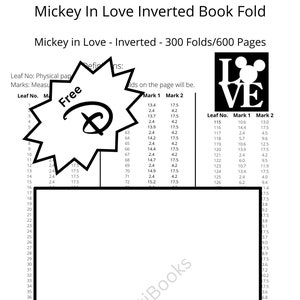 53. Reverse Mickey Head in &quot;Love&quot; Book Fold - Disney - 300 Folds - Free Disney D - Pattern Only - Free Instructions