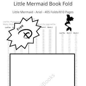 61. Ariel - Little Mermaid Book Fold - Disney - 405 Folds - Free Disney D - Pattern Only - Free Instructions