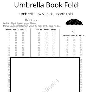 182. Umbrella Book Fold - Decoration - 375 Folds - Pattern Only - Free Instructions