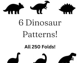 62. 6 Dinosaur Book Folding Patterns - All 250 Folds - PATTERNS ONLY