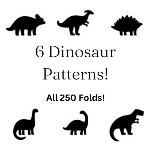 62. 6 Dinosaur Book Folding Patterns - All 250 Folds - PATTERNS ONLY